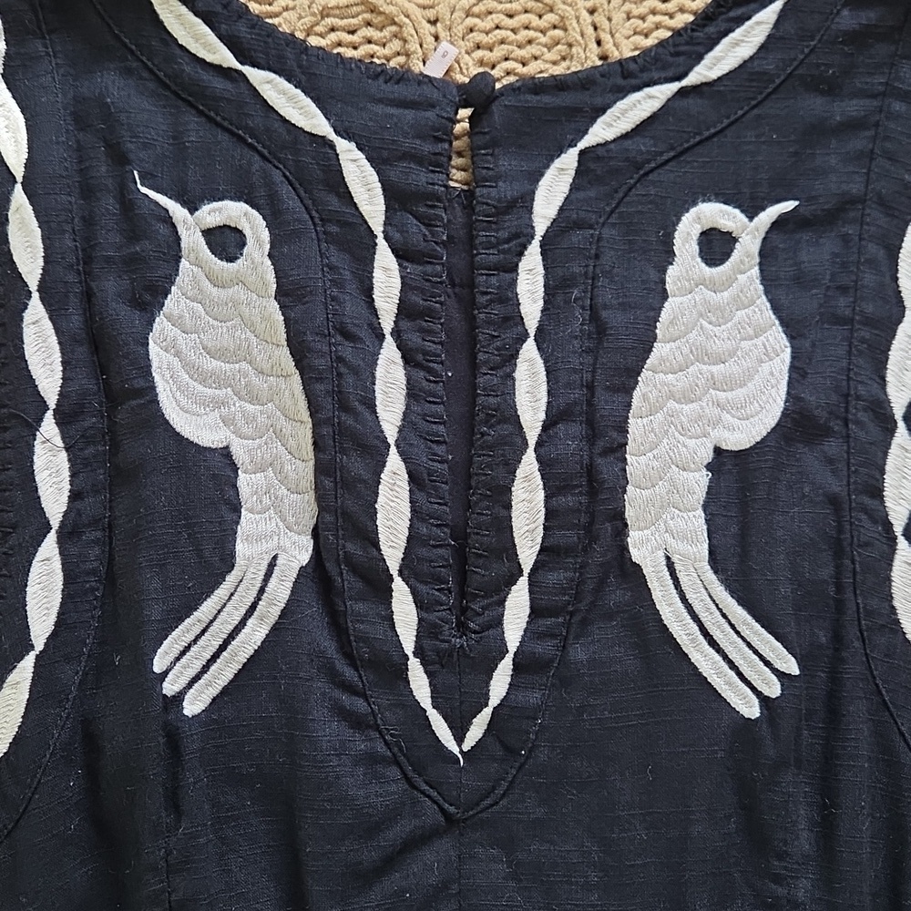 Free People Black & White Birds of a Feather Cotton  Sundress - Size 6 - Picture 5 of 9
